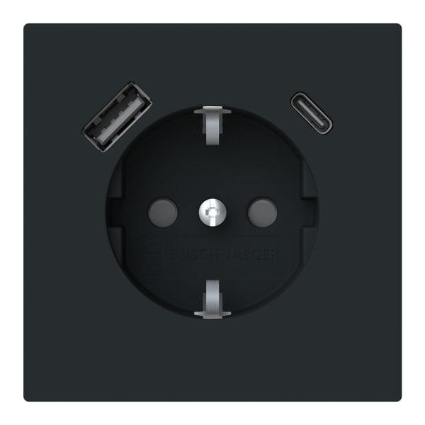 BUSCH-JAEGER - SCHUKO USB-Steckdosen-Einsatz Safety+ mit USB A/C schwarz matt - art linear