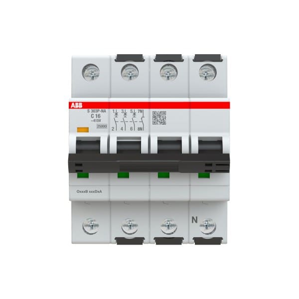 ABB - Sicherungsautomat 3+N-polig Charakteristik C Bemessungsstrom 16A 25kA