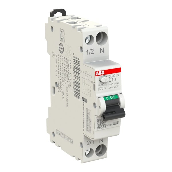ABB - FI/LS Schmalbau Typ AG kurzzeitverzögert 1+Npolig Charakteristik C 10A 30mA 6kA