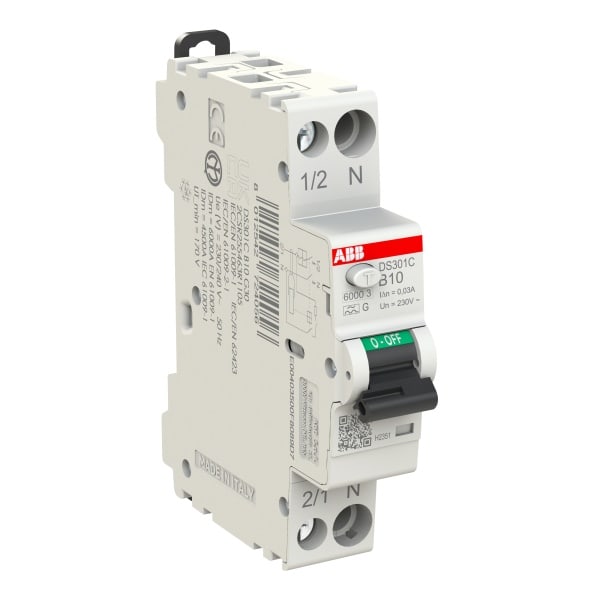 ABB - FI/LS Schmalbau Typ AG kurzzeitverzögert 1+Npolig Charakteristik B 10A 30mA 6kA