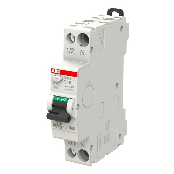 ABB - FI/LS Schmalbau Typ AG kurzzeitverzögert 1+Npolig Charakteristik C 16A 30mA 6kA