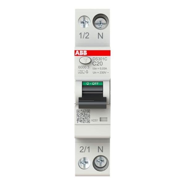 ABB - FI/LS Schmalbau Typ AG kurzzeitverzögert 1+Npolig Charakteristik C 20A 30mA 6kA
