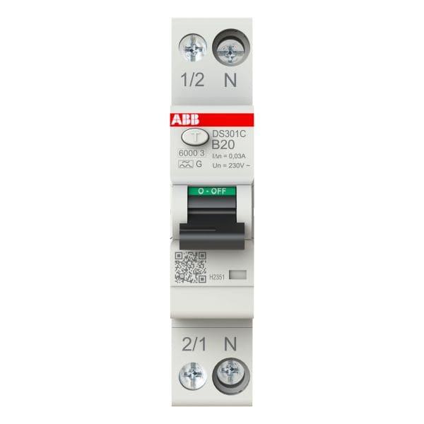 ABB - FI/LS Schmalbau Typ AG kurzzeitverzögert 1+Npolig Charakteristik B 20A 30mA 6kA
