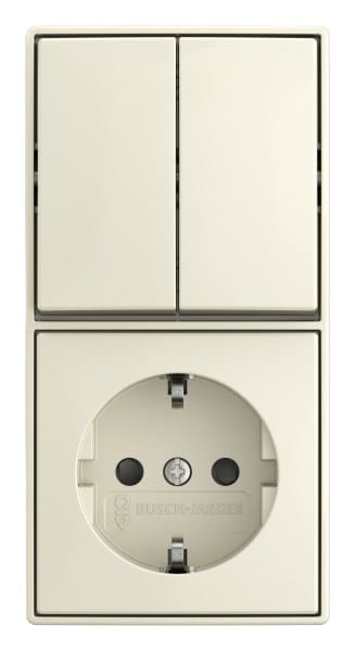 BUSCH-JAEGER - Kombination 2-fach Wippschalter mit Steckdose Safety+ weiß - balance AP