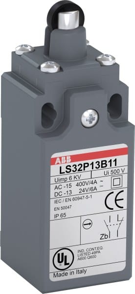 ABB - Standard-Positionsschalter Kunststoff-Gehäuse grau IP65 Rollen-Druckbolzen mit Kunststoff-Rolle