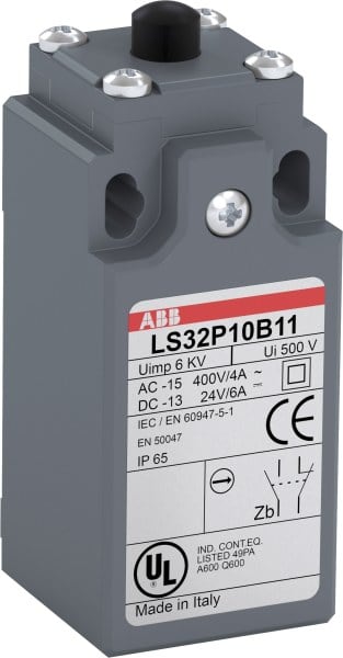 ABB - Standard-Positionsschalter Kunststoff-Gehäuse grau IP65 Druckbolzen aus Thermoplastik