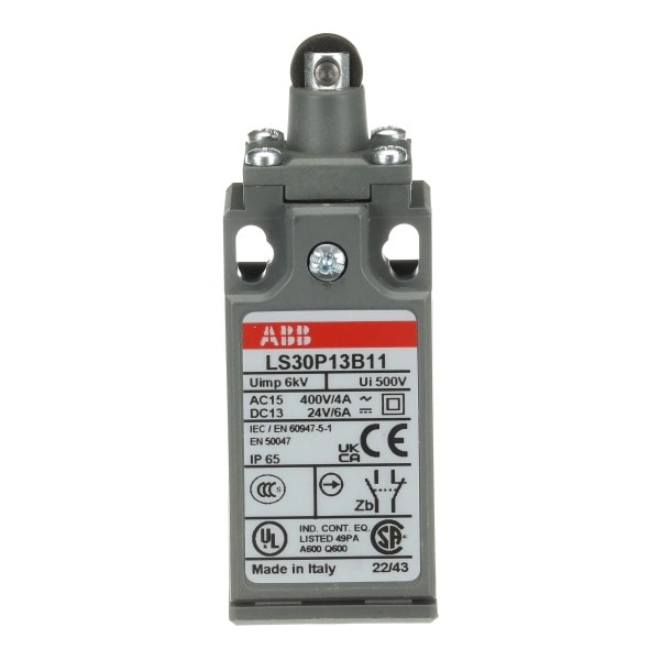 ABB - Standard-Positionsschalter Kunststoff-Gehäuse grau IP65 Rollen-Druckbolzen mit Kunststoff-Rolle