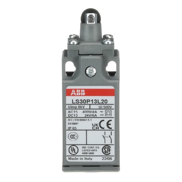 ABB - Standard-Positionsschalter Kunststoff-Gehäuse grau IP65 Rollen-Druckbolzen mit Kunststoff-Rolle
