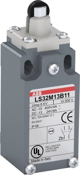 ABB - Standard-Positionsschalter Metall-Gehäuse IP66 Kunstst.-Rollendruckbolzen D=11