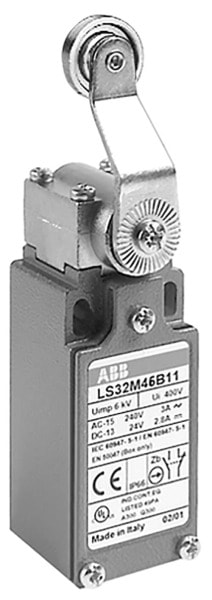 ABB - Standard-Positionsschalter Metall-Gehäuse IP66 Stahl-Rolle auf gebog. Schwenkhebel