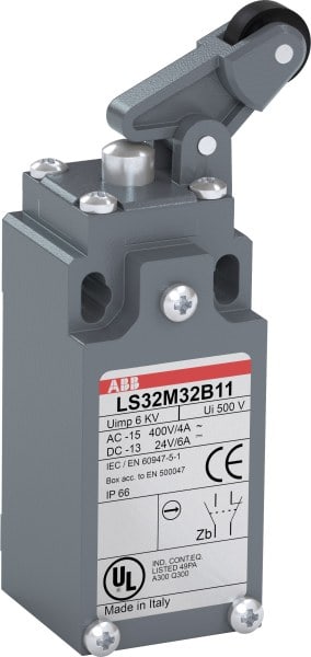ABB - Standard-Positionsschalter Metall-Geh. IP66 Kunstst.-W.rollenhebel a. Stahl-Dr.b