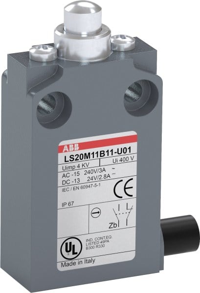 ABB - Positionsschalter Metall-Gehäuse IP67 Messingdruckbolzen vernickelt