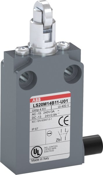 ABB - Positionsschalter Metall-Gehäuse IP67 Stahl-Rollendruckbolzen quer verzinkt