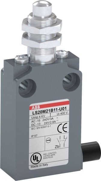 ABB - Positionsschalter Metall-Gehäuse IP67 Messingdruckbolzen vernickelt