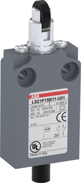 ABB - Positionsschalter Kunststoff-Geh. grau IP67 Kunstst.-Rollendr.bolzen quer Polyac