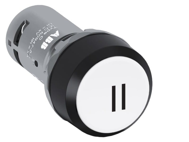 ABB - Drucktaster flach tastend weiss mit schwarzer ''II'' 1 Schliesser VE=10 Stück