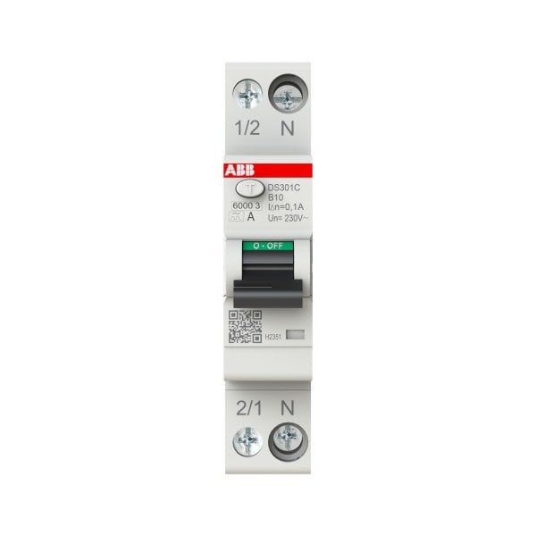 ABB - FI/LS Schmalbau Typ A 1+N-polig Charakteristik B 10A 100mA 6kA
