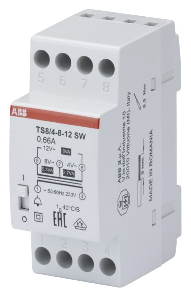ABB - Klingeltransformator 230V 8 VA,4-8-12V EIN/AUS Schalter