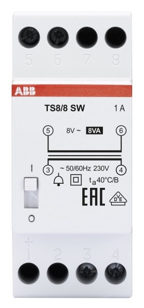 ABB - Klingeltransformator 230V 8 VA 8V EIN/AUS Schalter