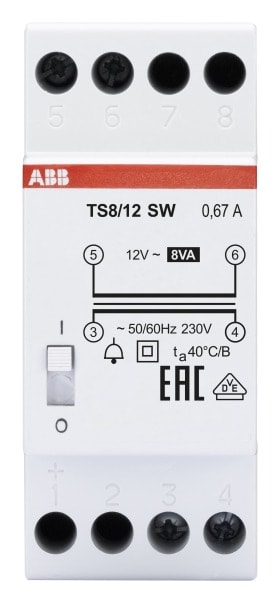 ABB - Klingeltransformator 230V 8 VA,12V EIN/AUS Schalter