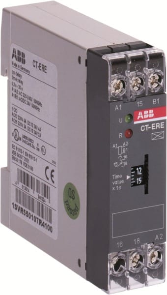 ABB - CT-ERE Zeitrelais, ansprechverzögert 1 WE, 0,3-30 s, 110-130 VAC