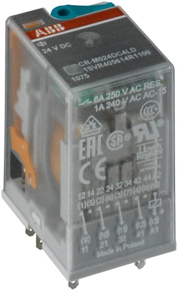 ABB - CR-M012DC4LG Steckbares Interface-Relais 4We, A1-A2=12VDC, Goldkontakte, LED