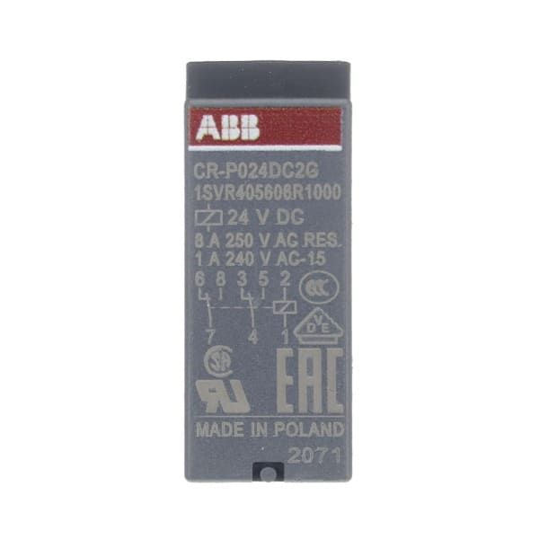 ABB - CR-P024DC2G Steckbares Interface-Relais 2We, A1-A2=24VDC, 250V/8A, Goldkontakte