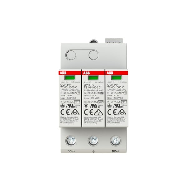 ABB - SPD Typ 2 für PV-Anlagen bis 1000 V DC für Leerlaufspannungen bis 1000 V DC