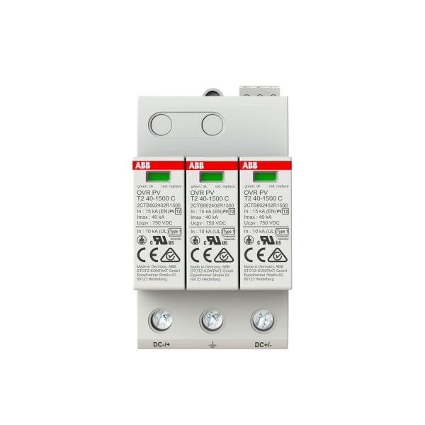 ABB - SPD Typ 2 für PV-Anlagen bis 1500 V DC für Leerlaufspannungen bis 1500 V DC