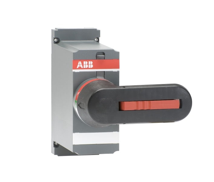 ABB - Direktgriff schwarz 95 mm inklusiv Welle und Abdeckung Beschriftung Test-0 OFF-1 ON
