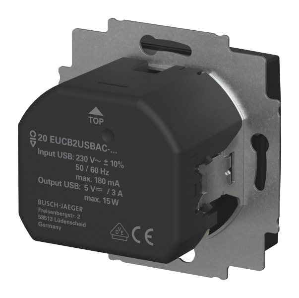 BUSCH-JAEGER - SCHUKO USB-Steckdose Safety+ mit USB A/C schwarz matt - balance SI