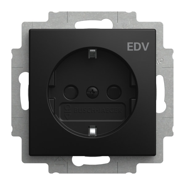 BUSCH-JAEGER - SCHUKO Steckdosen-Einsatz mit Aufdruck EDV Safety+ schwarz matt - balance SI