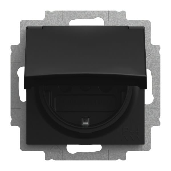 BUSCH-JAEGER - SCHUKO Steckdosen-Einsatz Safety+ mit Klappdeckel IP44 schwarz matt - balance SI