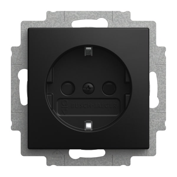 BUSCH-JAEGER - SCHUKO Steckdosen-Einsatz Safety+ mit Schraubklemmen schwarz matt - balance SI