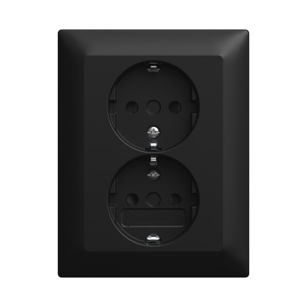 BUSCH-JAEGER - SCHUKO Doppelsteckdose Komplettabdeck. Safety+ o. Spreize schw. matt -balance SI