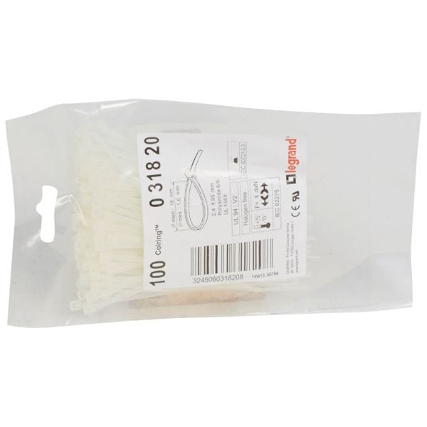 LEGRAND - Kabelbinder Colring, farblos, innenverzahnt, 2,4 x 95 mm (Breite x Länge)