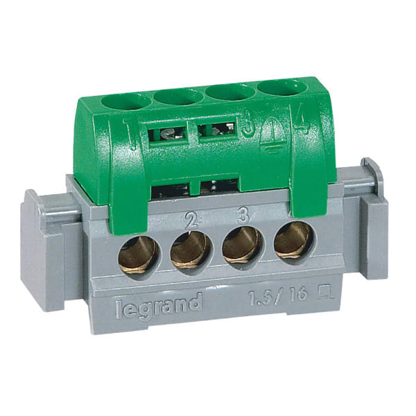 LEGRAND - Klemmenleiste IP 20, grün,4 x 1,5 bis 16 mm², Länge: 47 mm