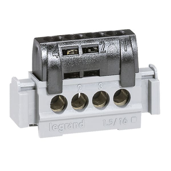LEGRAND - Klemmenleiste IP 20, schwarz, -- x 6 bis 25 mm², 4x 1,5 bis 16 mm², Länge: 47 mm