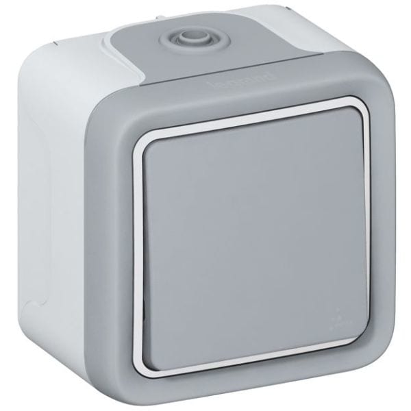LEGRAND - Plexo Classic Wippschalter Kreuz Feuchtraum Aufputz Plexo 55 grau