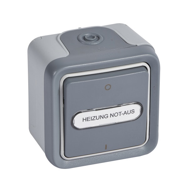 LEGRAND - Plexo Classic Feuchtraum Aufputz Heizung Not-Aus 2-polig Farbe: Grau