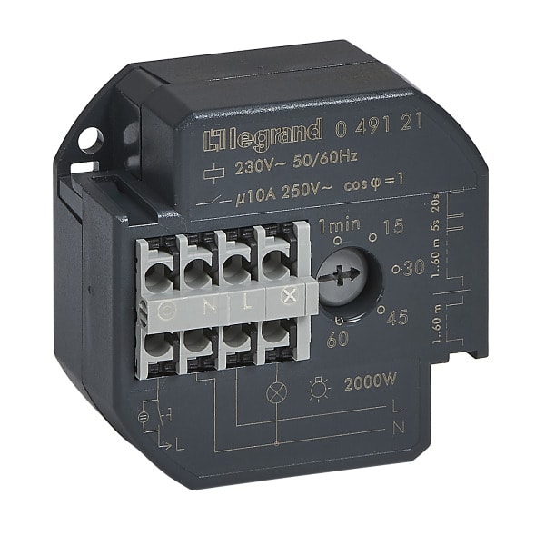 LEGRAND - UP-TLZ, elektronisch, 1-60Min., 230V, 1S/10A, Nulldurchgangsschaltung,49x46x26mm