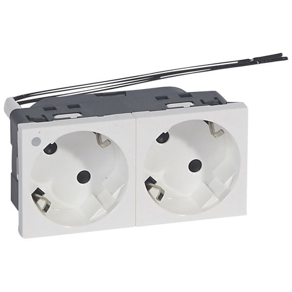 LEGRAND - Mosaic Steckdose 2-fach 45° beleuchtet 4-modulig Farbe: Ultraweiß