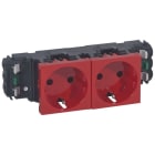 LEGRAND - Schuko-Steckdosen, 2-fach (4 Module), Farbe: rot (RAL 3020)