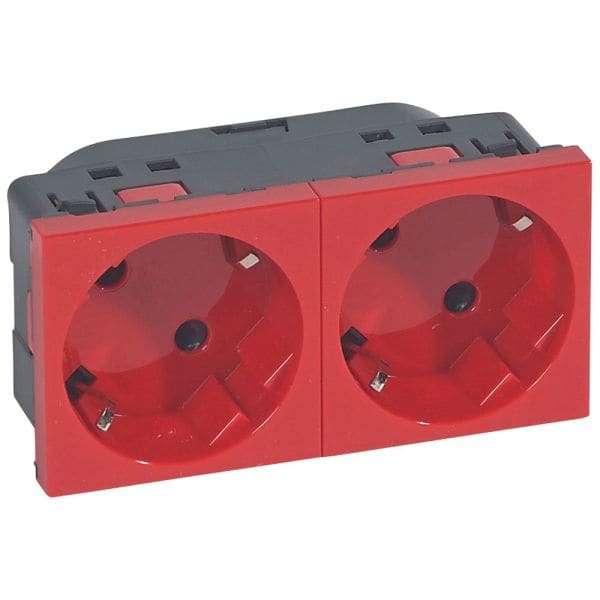 LEGRAND - 45° Schuko-Steckdosen, 2-fach (4-Module), Farbe: rot