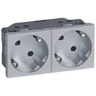 LEGRAND - Mosaic Steckdose 2-fach-Schuko 45° 4-modulig Farbe: Aluminium