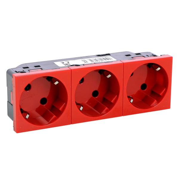 LEGRAND - 45° Schuko-Steckdosen, 3-fach (6-modulig), Farbe: rot