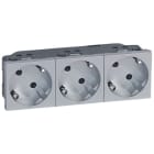 LEGRAND - 45° Schuko-Steckdosen, 3-fach (6 Module), Farbe: Aluminium