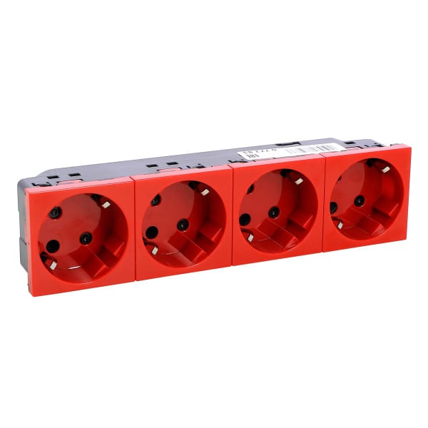 LEGRAND - Mosaic 4f Steckdose 45° verwechslungss, vorverdrah, 16 A/250 V~, SL, Farbe: Rot