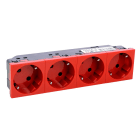 LEGRAND - 45° Schuko-Steckdosen, 4-fach (8 Module), Farbe: rot