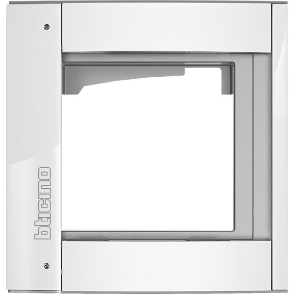 BTICINO - Abdeckrahmen + Modulträger 1 Modul, Türstation SFERA Aluminium, Farbe: Allwhite